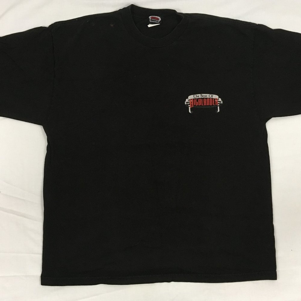 * vintage 1990's pre-owned mens 2XL sh sleeve black tshirt w/Highlander graphics